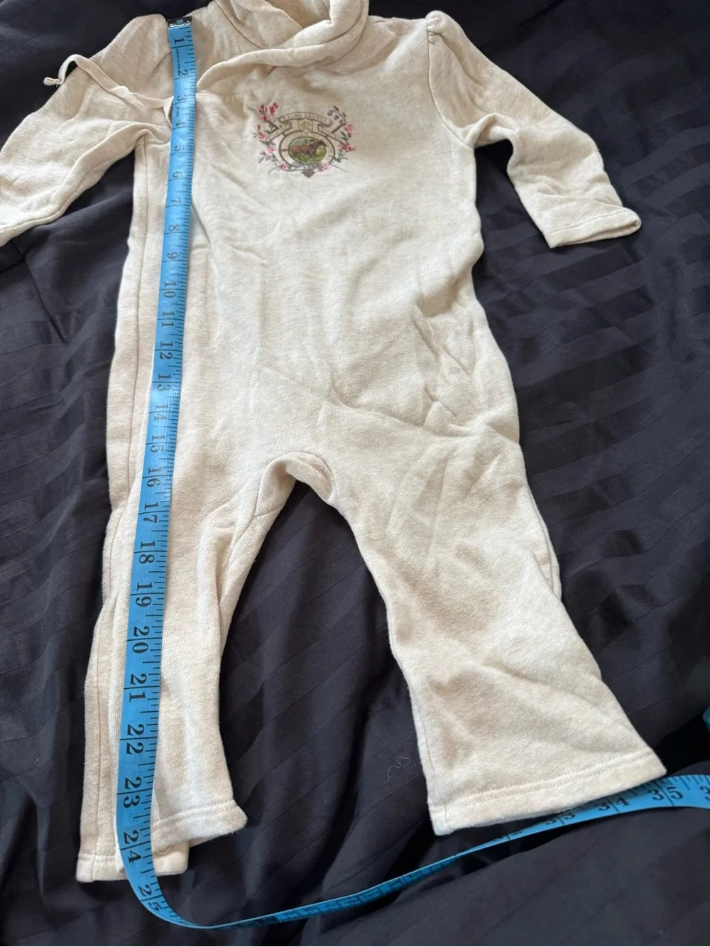Ralph Lauren Cream Infant One-Piece with Embroidered Crest
